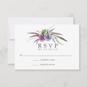 Tarjeta De Confirmación De Asistencia Boda Mística Boho Acuarela Suculenta