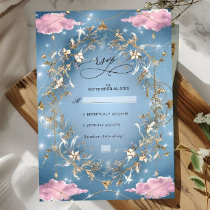Tarjeta De Confirmación De Asistencia Boda místico del cielo de Sparkly