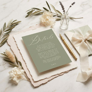 Tarjeta De Confirmación De Asistencia Boda moderna blanca y verde salvia