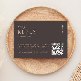 Tarjeta De Confirmación De Asistencia Boda Moderna Chic Simple Marrón Oscuro