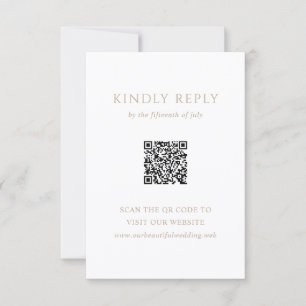Tarjeta De Confirmación De Asistencia Boda moderna clásica con código QR en oro vintage