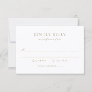Tarjeta De Confirmación De Asistencia Boda moderna clásica con monograma en oro vintage