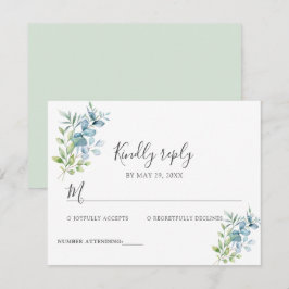 Tarjeta De Confirmación De Asistencia Boda moderna con acuarela de vegetación de eucalip