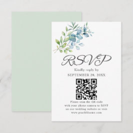 Tarjeta De Confirmación De Asistencia Boda moderna con acuarela de vegetación de eucalip