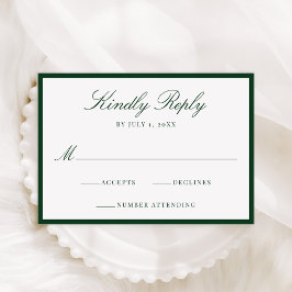 Tarjeta De Confirmación De Asistencia Boda Moderna con Borde Verde