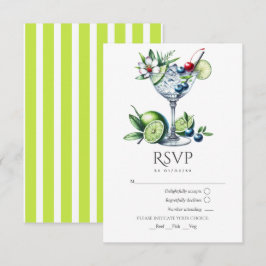 Tarjeta De Confirmación De Asistencia Boda moderna con cóctel de color verde lima