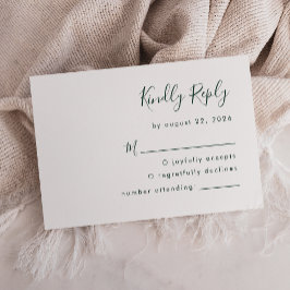 Tarjeta De Confirmación De Asistencia Boda moderna con letra verde esmeralda