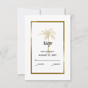 Tarjeta De Confirmación De Asistencia Boda Moderna con Palma de Oro Tropical