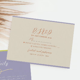 Tarjeta De Confirmación De Asistencia Boda Moderna de Color Naranja y Morado