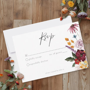 Tarjeta De Confirmación De Asistencia Boda moderna de mariposa de flor silvestre de acua