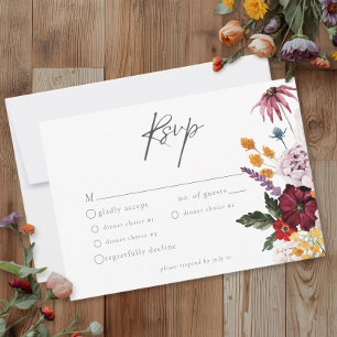 Tarjeta De Confirmación De Asistencia Boda moderna de mariposa de flor silvestre de acua