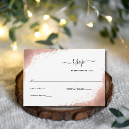 Tarjeta De Confirmación De Asistencia Boda moderna elegante con brillo de oro rosa 