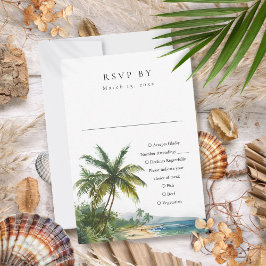 Tarjeta De Confirmación De Asistencia Boda moderna elegante de playa tropical con acuare