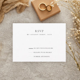 Tarjeta De Confirmación De Asistencia Boda moderna elegante en blanco y negro