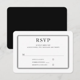 Tarjeta De Confirmación De Asistencia Boda moderna elegante formal en blanco y negro
