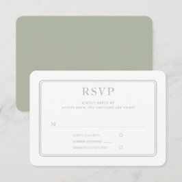 Tarjeta De Confirmación De Asistencia Boda moderna elegante formal verde salvia
