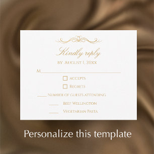 Tarjeta De Confirmación De Asistencia Boda Moderna Elegante Personalizada con Letra Dora