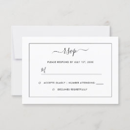 Tarjeta De Confirmación De Asistencia Boda Moderna en Blanco y Negro