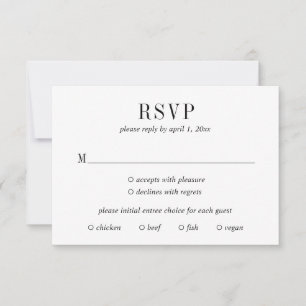 Tarjeta De Confirmación De Asistencia Boda moderna en negro y blanco