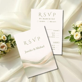 Tarjeta De Confirmación De Asistencia Boda moderna en verde salvia y marfil 