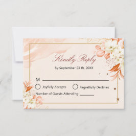 Tarjeta De Confirmación De Asistencia Boda moderna floral de melocotón celestial