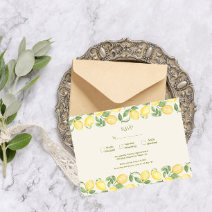 Tarjeta De Confirmación De Asistencia Boda moderna mediterránea de olivo y limón
