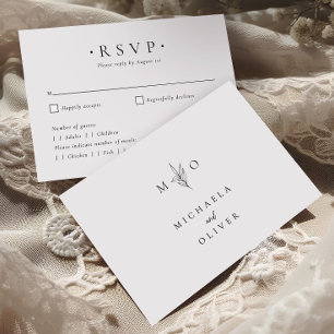 Tarjeta De Confirmación De Asistencia Boda Moderna Minimalista Botánica Elegante Script