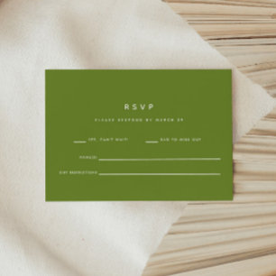 Tarjeta De Confirmación De Asistencia Boda moderna minimalista de olivo verde oscuro