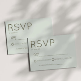 Tarjeta De Confirmación De Asistencia Boda moderna minimalista verde salvia