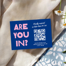 Tarjeta De Confirmación De Asistencia Boda Moderna Tipo Negrita Código QR Colorido