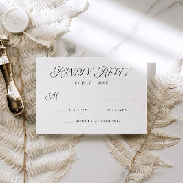 Tarjeta De Confirmación De Asistencia Boda Moderna y Elegante Tipografía Negra