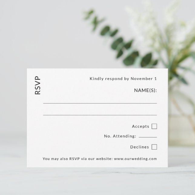Tarjeta De Confirmación De Asistencia Boda moderno (Anverso de pie)