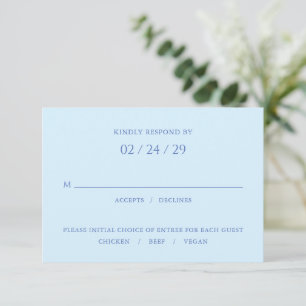 Tarjeta De Confirmación De Asistencia Boda moderno azul elegante
