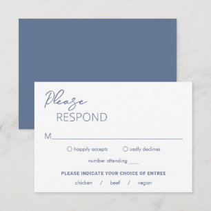 Tarjeta De Confirmación De Asistencia Boda moderno azul turbio mínimo