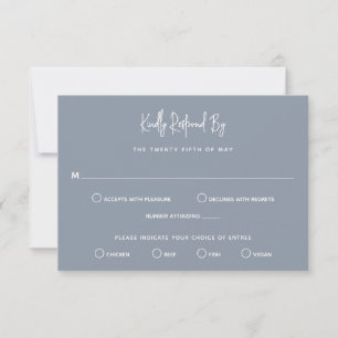 Tarjeta De Confirmación De Asistencia Boda moderno azul turbio y minimalista