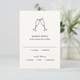 Tarjeta De Confirmación De Asistencia Boda moderno con flautas de piel dibujadas a mano