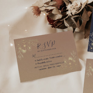 Tarjeta De Confirmación De Asistencia Boda moderno con floristería dorada