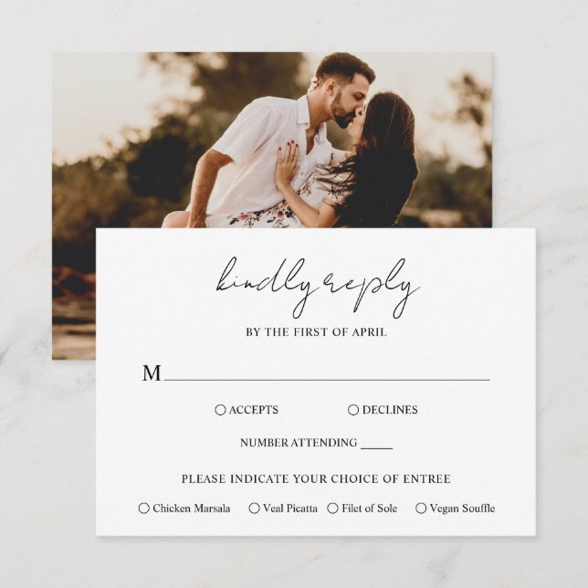 Tarjeta De Confirmación De Asistencia Boda moderno con guión ruso (Anverso / Reverso)