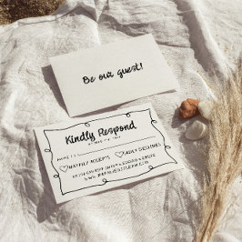 Tarjeta De Confirmación De Asistencia Boda moderno con marco retro dibujado a mano