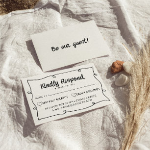 Tarjeta De Confirmación De Asistencia Boda moderno con marco retro dibujado a mano
