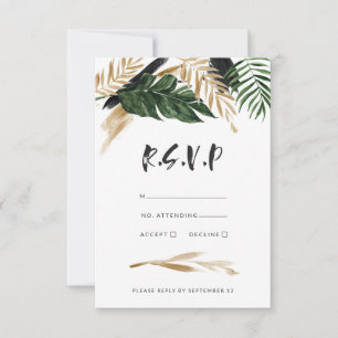 Tarjeta De Confirmación De Asistencia Boda moderno de abstracto tropical pintado r.s.v.p