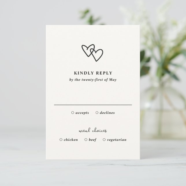 Tarjeta De Confirmación De Asistencia Boda moderno de cardíacas dibujadas a mano (Anverso de pie)