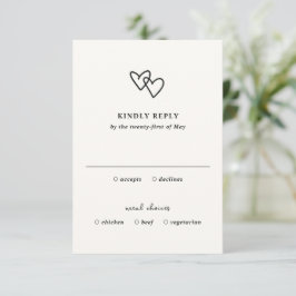 Tarjeta De Confirmación De Asistencia Boda moderno de cardíacas dibujadas a mano