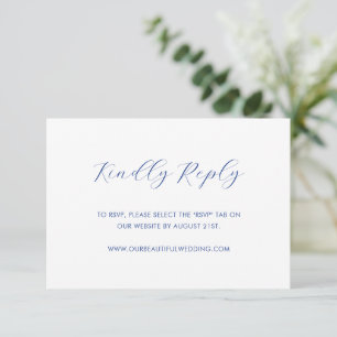 Tarjeta De Confirmación De Asistencia Boda moderno de cobalto azul minimalista