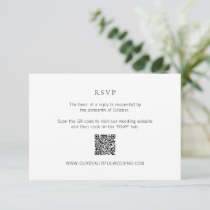 Tarjeta De Confirmación De Asistencia Boda moderno de código QR blanco y negro limpio