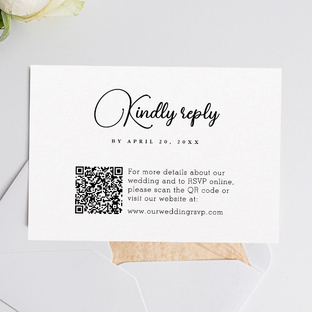 Tarjeta De Confirmación De Asistencia Boda moderno de código QR simple (Simplify wedding RSVPs with our QR code feature, ensuring easy and hassle-free responses.)