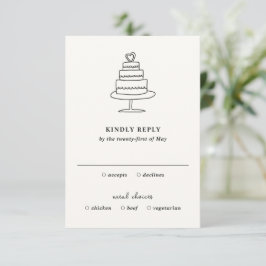 Tarjeta De Confirmación De Asistencia Boda moderno de la tarta dibujada a mano