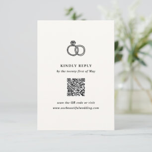 Tarjeta De Confirmación De Asistencia Boda moderno de los anillos dibujados a mano