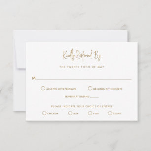 Tarjeta De Confirmación De Asistencia Boda moderno de oro minimalista