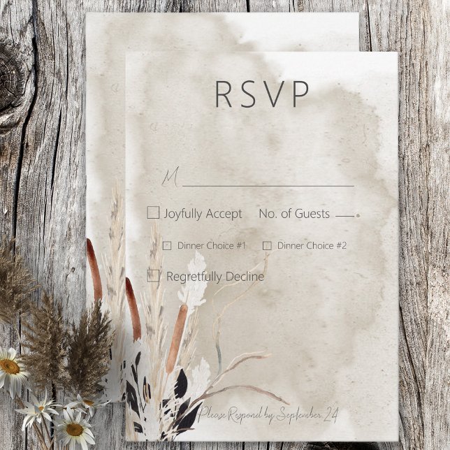 Tarjeta De Confirmación De Asistencia Boda moderno de Rustic Boho Bouquet (Subido por el creador)